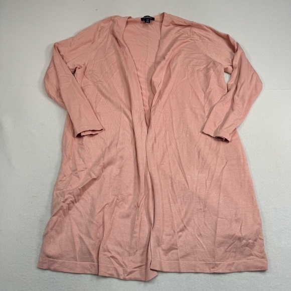 Roaman's Sweaters - Roamans Open Front Long Cardigan Womens Size 14/16 Pink Long Sleeve Slits